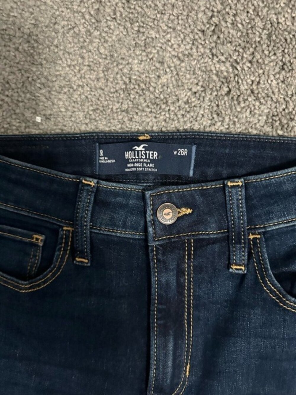 Hollister High Rise Flare Jeans Dark Wash Y2K Retro Size 26R Boho Chic - Picture 6 of 10